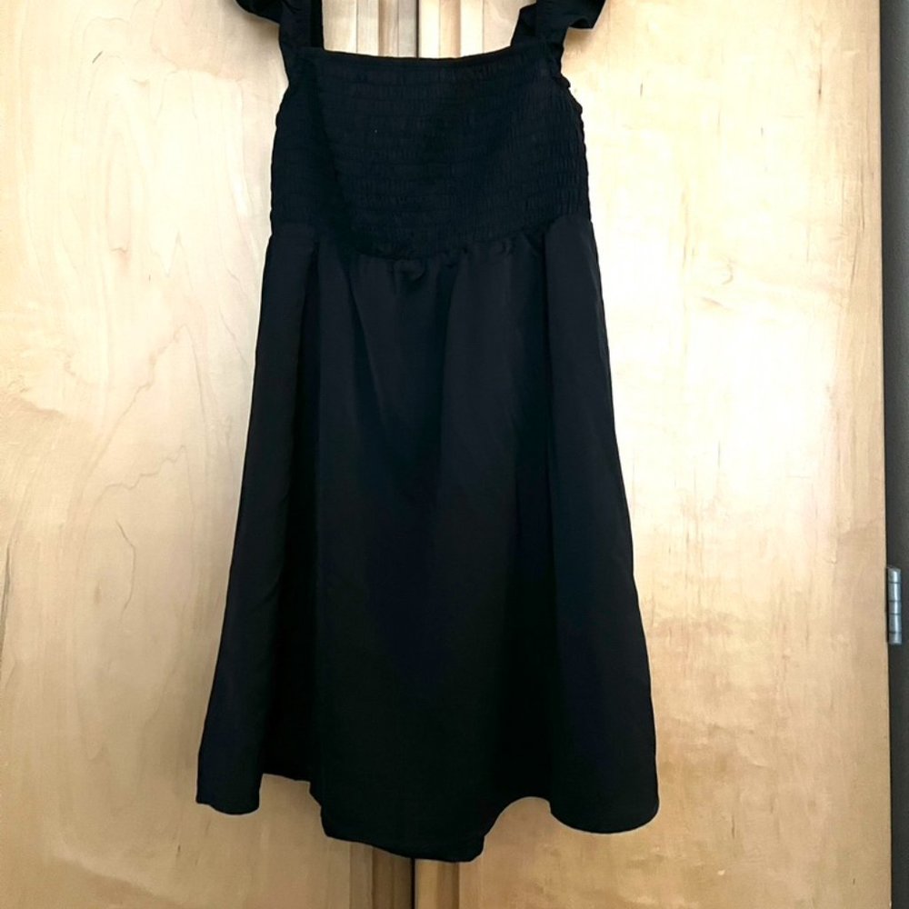 Black Ruffle Strap Smocked Mini Dress - Picture 2 of 2